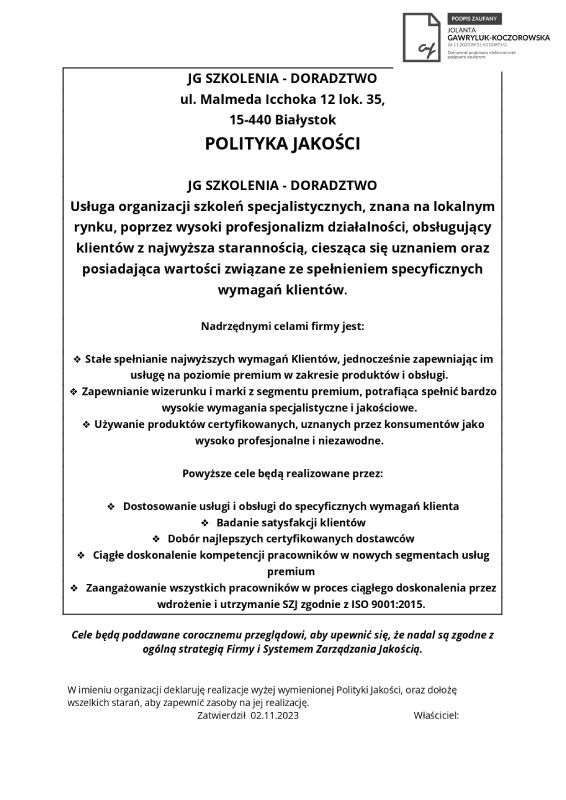 Polityka jakości